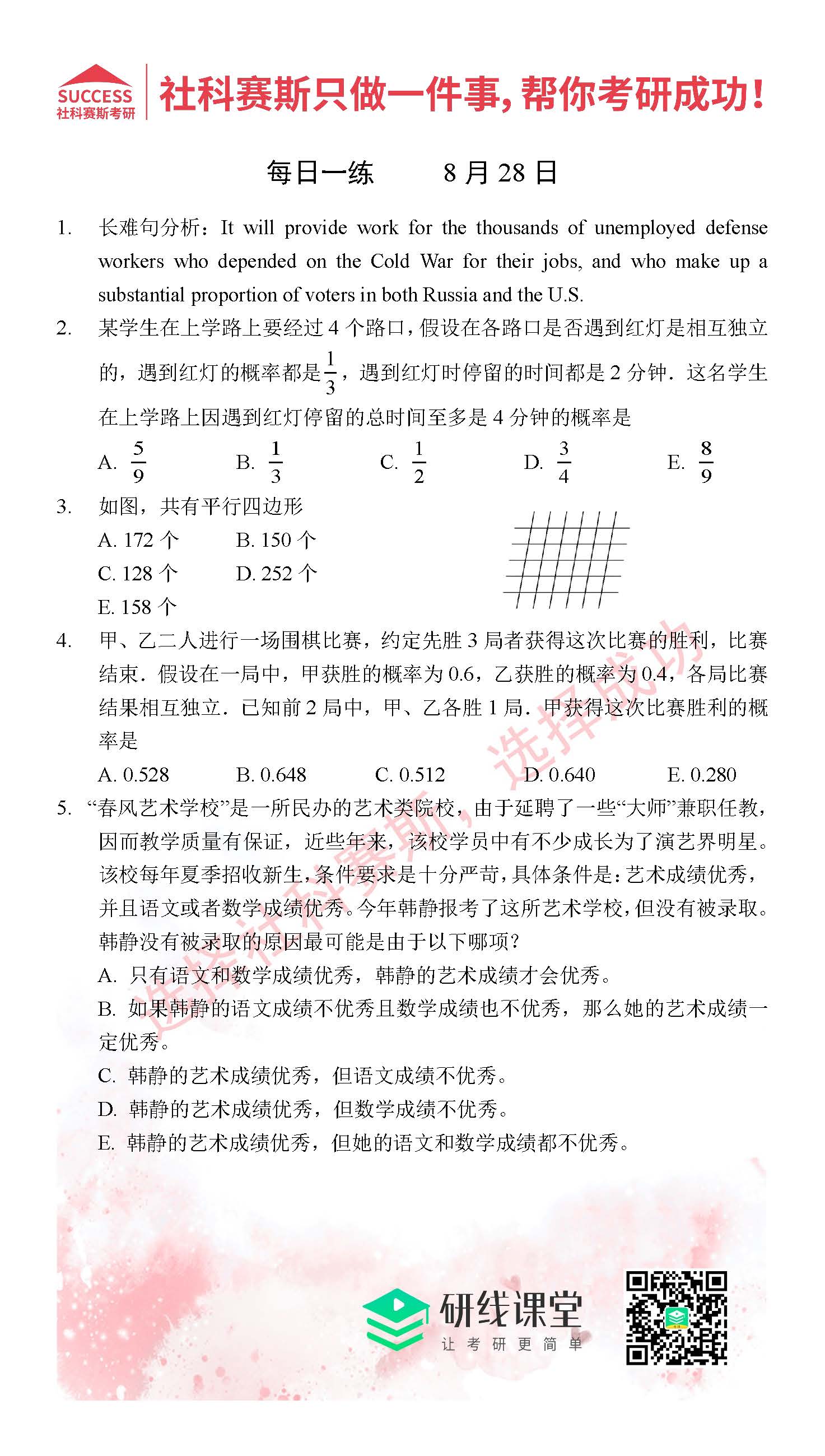 2021管理類聯(lián)考8月28日每日一練及答案